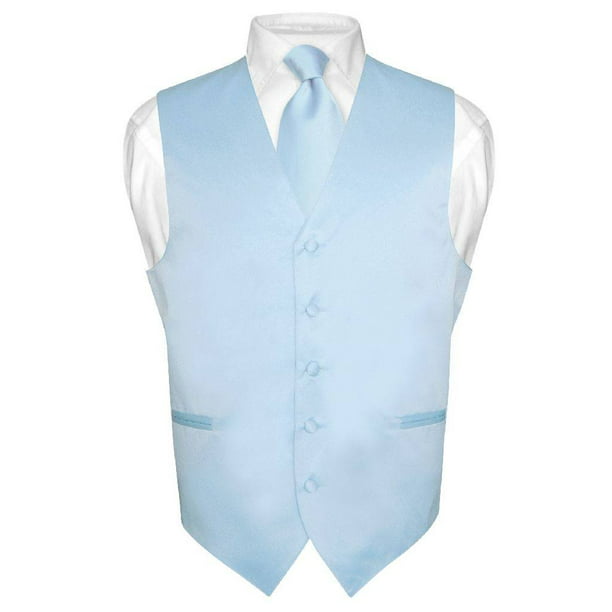 Men's Dress Vest NeckTie Hanky Solid Color Waistcoat Neck Tie Set Suit or Tuxedo